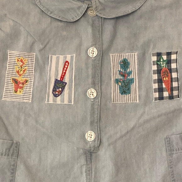 VNTG Chambray BabyGAP One Piece Cotton Jumpsuit w/Shoes 6-12 Month - Picture 2 of 14